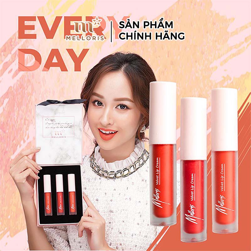 Combo Set 3 Son kem lỳ Melloris Velvet Lip Cream pv1001