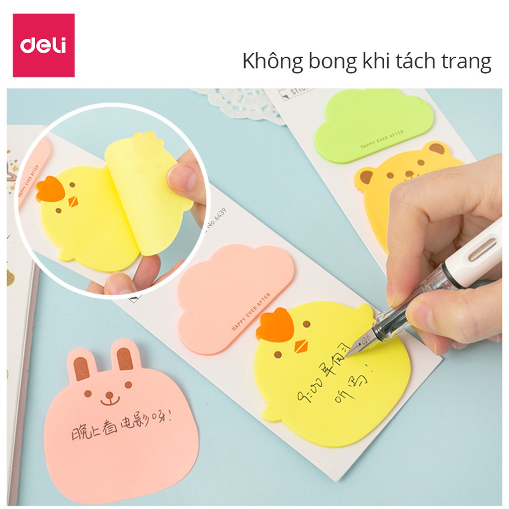 Giấy note ghi chú giấy nhớ học sinh hình dễ thương Deli - Màu ngẫu nhiên - Giấy note, giấy nhắn - 40 tờ