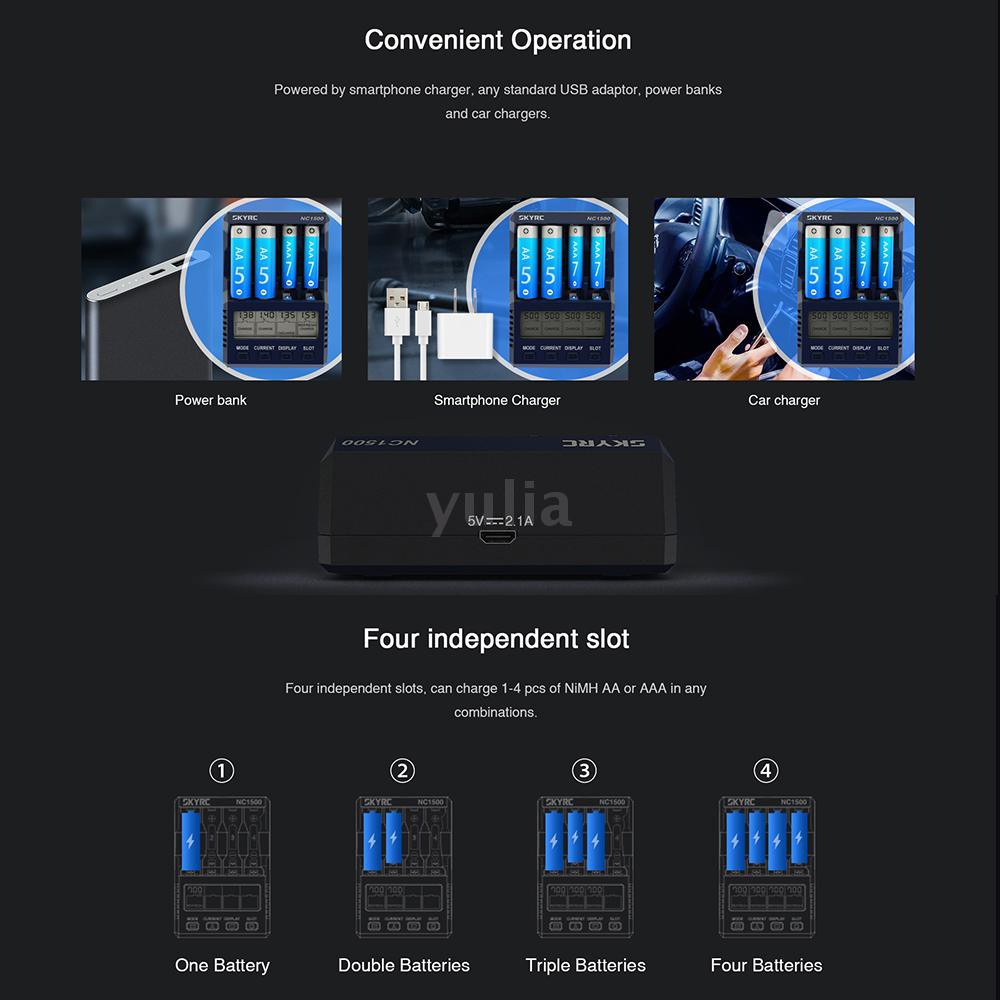 Bộ Sạc Pin Thông Minh Yula Skyrc Nc1500 4 Ngăn Cho Aa/Aaa Ni-Mh