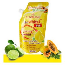 ( DEAL SIÊU RẺ ) COMBO 3 GÓI Muối tắm Vitamin C vị đu đủ & chanh, A Bonne Spa White C Salt, Thái Lan 350gr