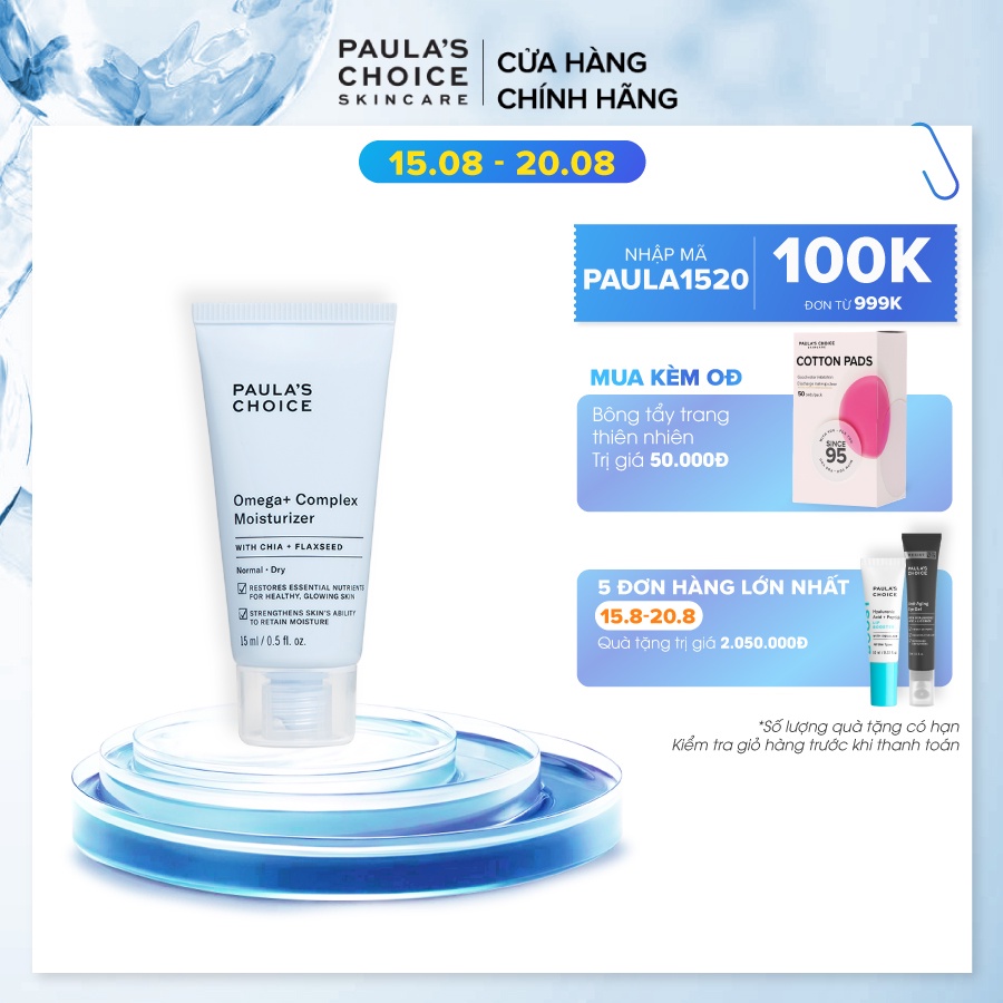 Kem dưỡng ẩm phục hồi ,chống kích ứng và làm khỏe da Paula's Choice Omega+ Complex moisturizer 15ml Mã 3397