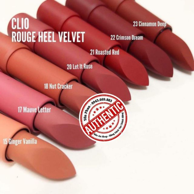 SON CLIO ROUGE HEEL VELVET - HÀN QUỐC