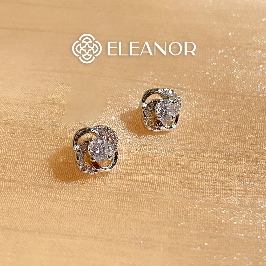 Bông tai nữ chuôi bạc 925 Eleanor Accessories hình trái tim đính đá phụ kiện trang sức 5769