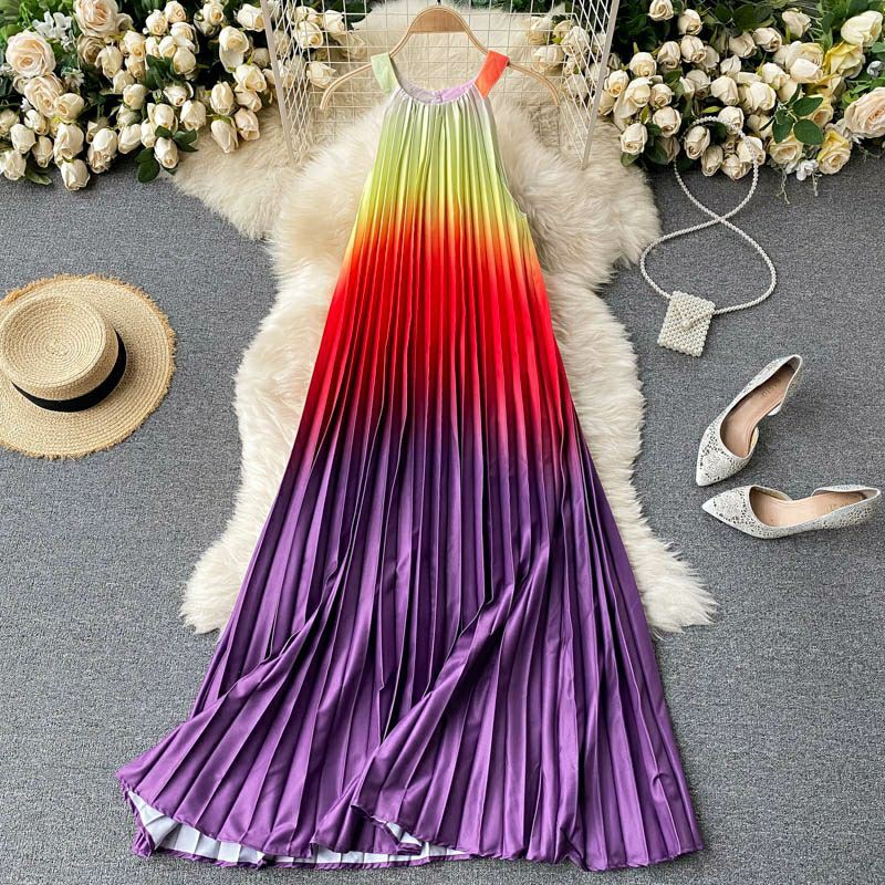 (Sẵn ảnh 1 - xanh) Order Váy maxi cổ yếm (các màu khác order 10-20 ngày) | BigBuy360 - bigbuy360.vn