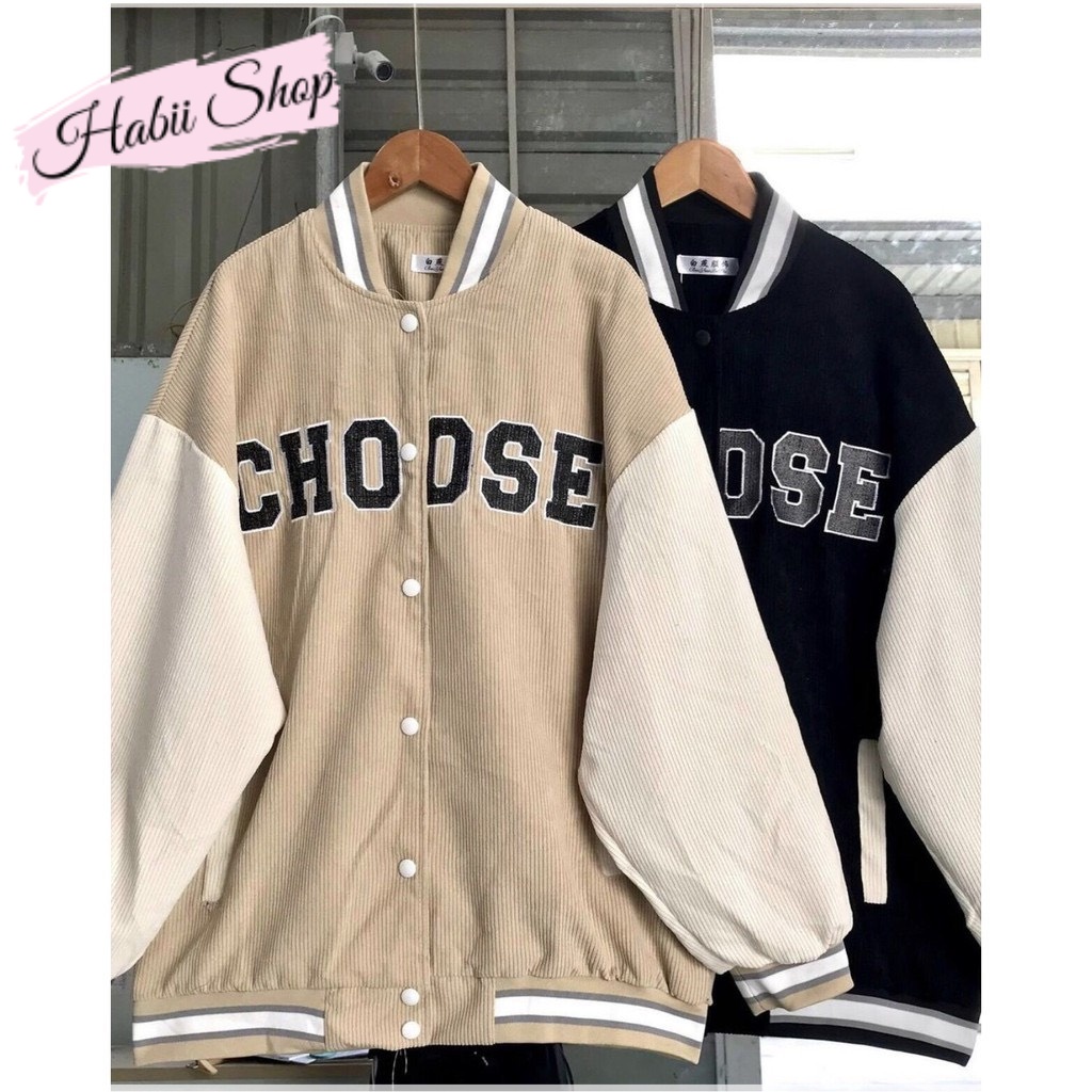 Áo bomber nữ nhung tăm CHOOSE đủ size - Áo khoác mùa đông nữ đẹp HABII AB01 | BigBuy360 - bigbuy360.vn