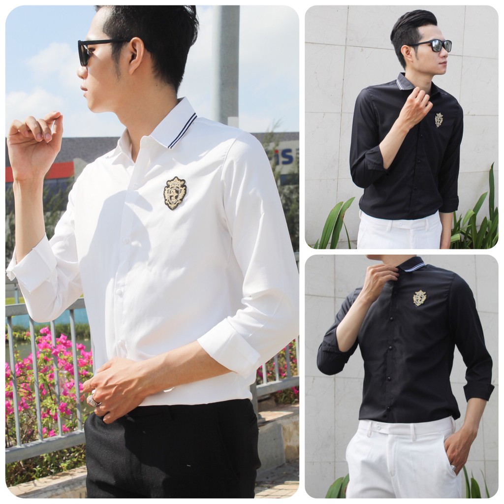 [SIÊU GIẢM GIÁ] Áo sơ mi nam nữ cặp đôi chất liệu kate lụa in LOGO
