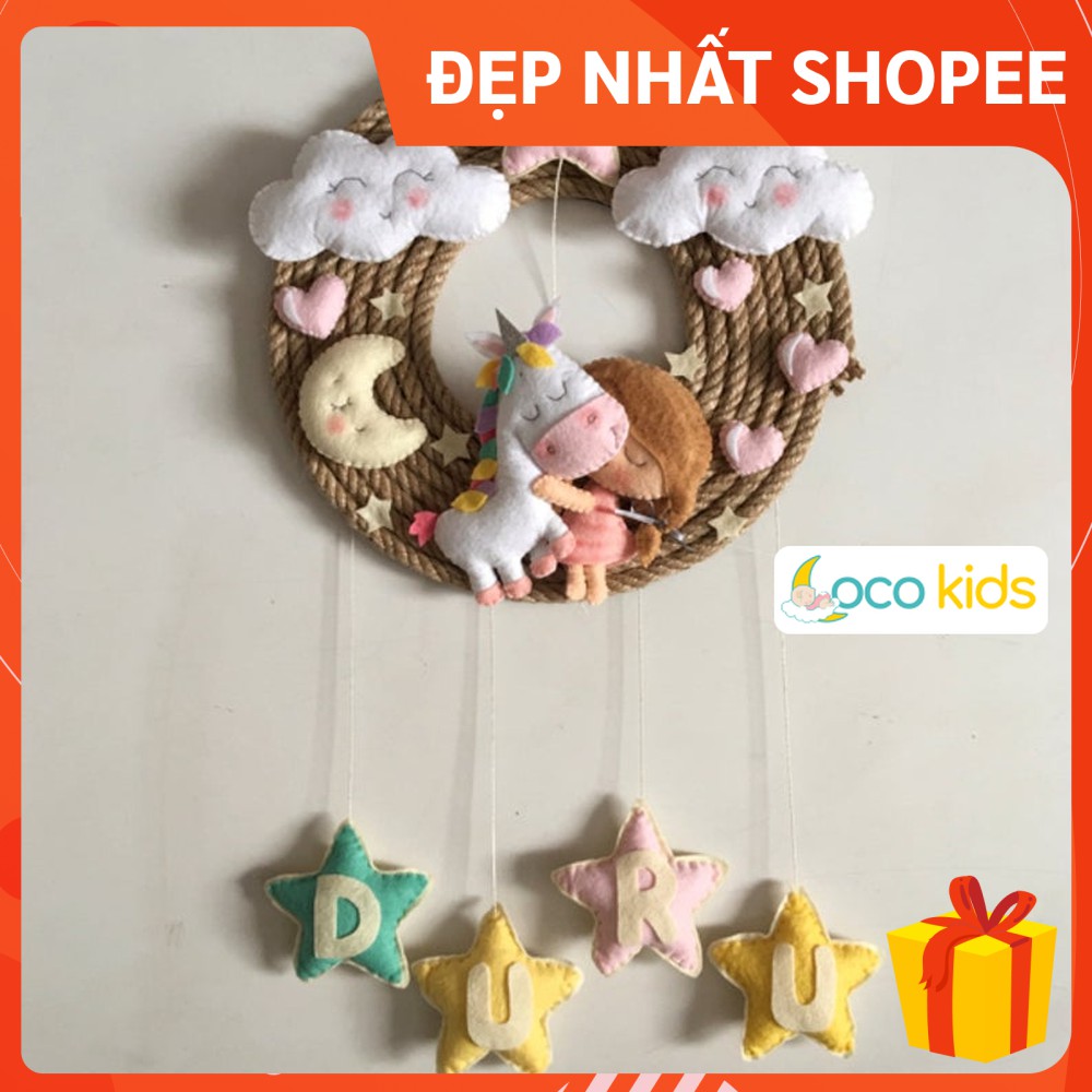 [ĐẸP NHẤT SHOPEE - FREESHIP] Bảng tên treo phòng ngủ handmade, bảng tên trang trí thôi nôi cực đẹp cho bé mẫu BÉ GÁI