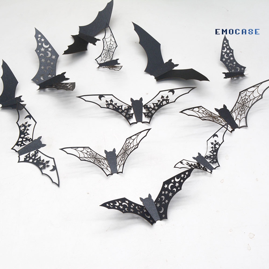 Sticker Dán Tường Tự Dính Họa Tiết Dơi 3D Trang Trí Halloween Bắt Mắt