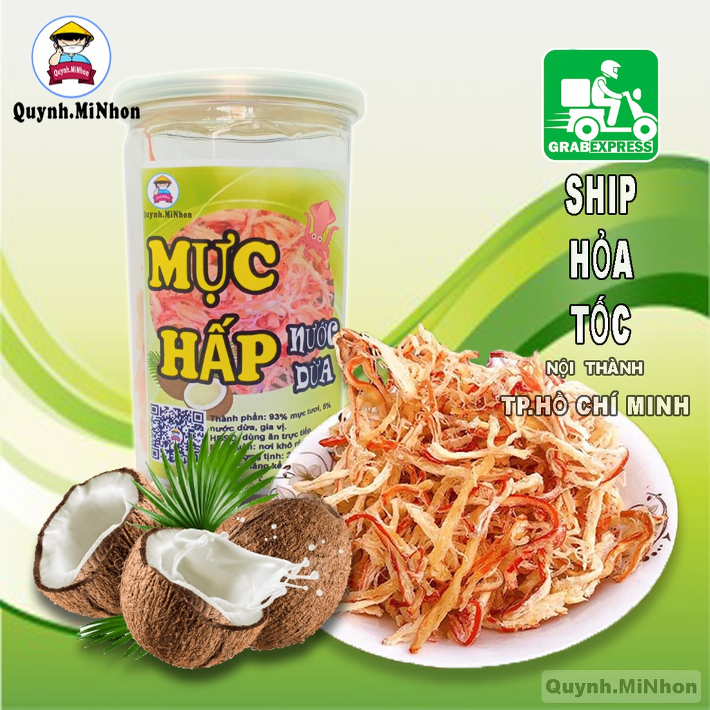 Khô mực hấp dừa xé sợi 200g QUYNH MINHON, ăn vặt sài gòn