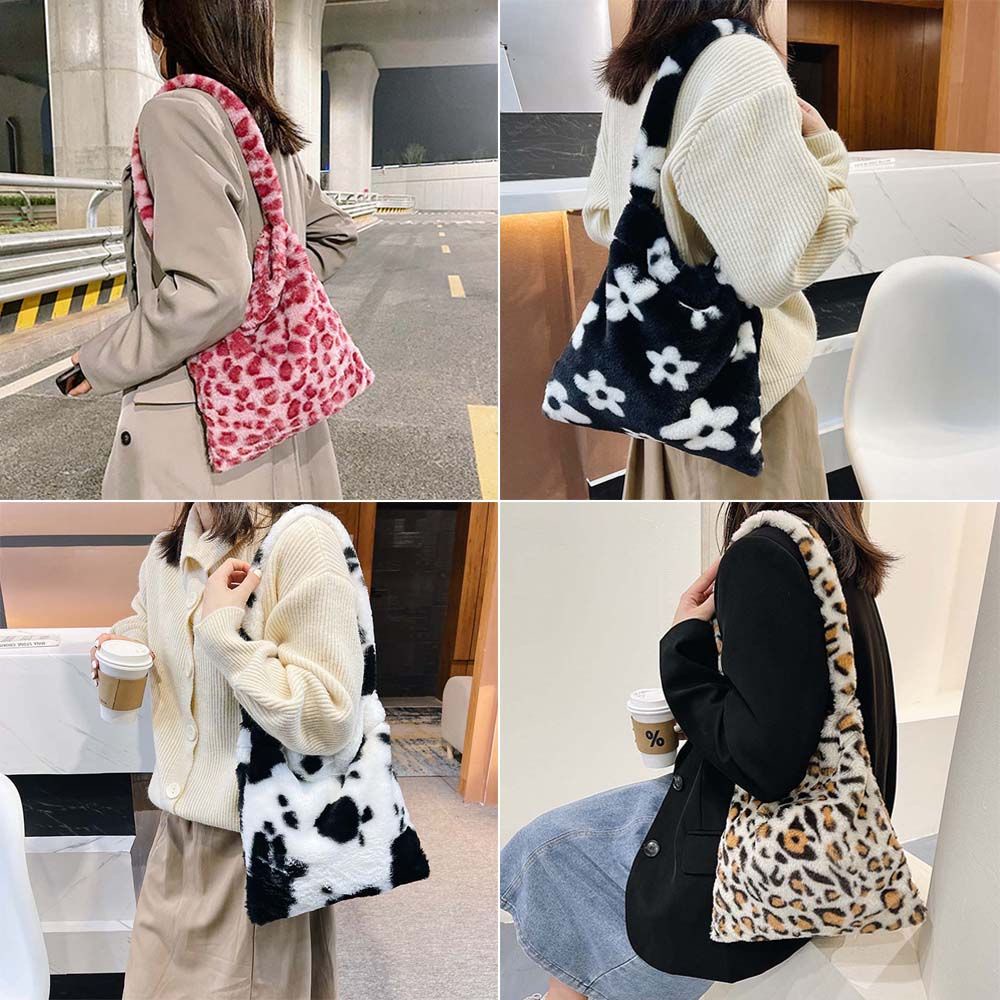 Túi xách vải lông giả nhiều màu sắc thời trang
