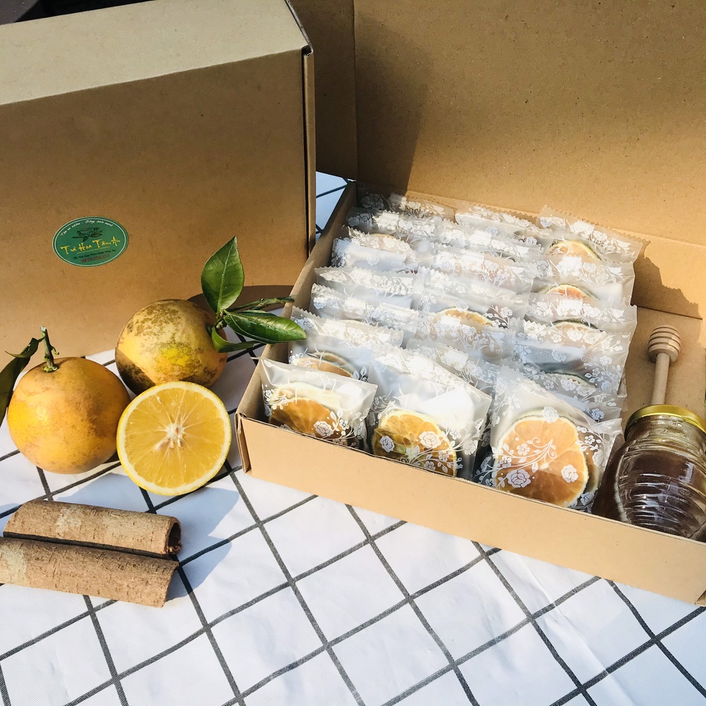 Set Trà Cam Quế Mật Ong - Cam Tự Sấy 100% không chất bảo quản