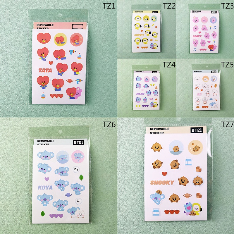 Miếng dán trang trí sổ tay hình BTS BT21 dễ thương
