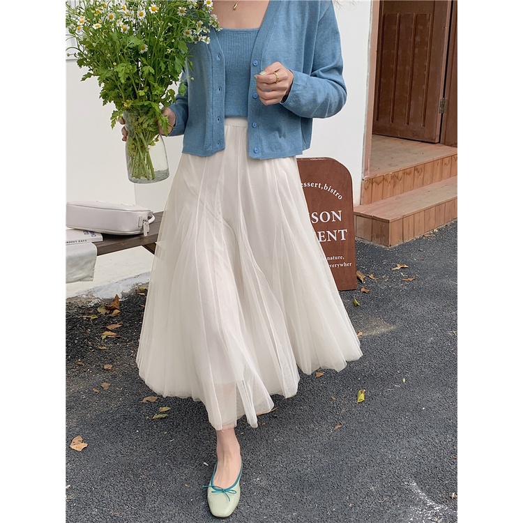 Chân Váy Chữ a Lưng Cao Phối Lưới Thời Trang Cho Nữ 49259