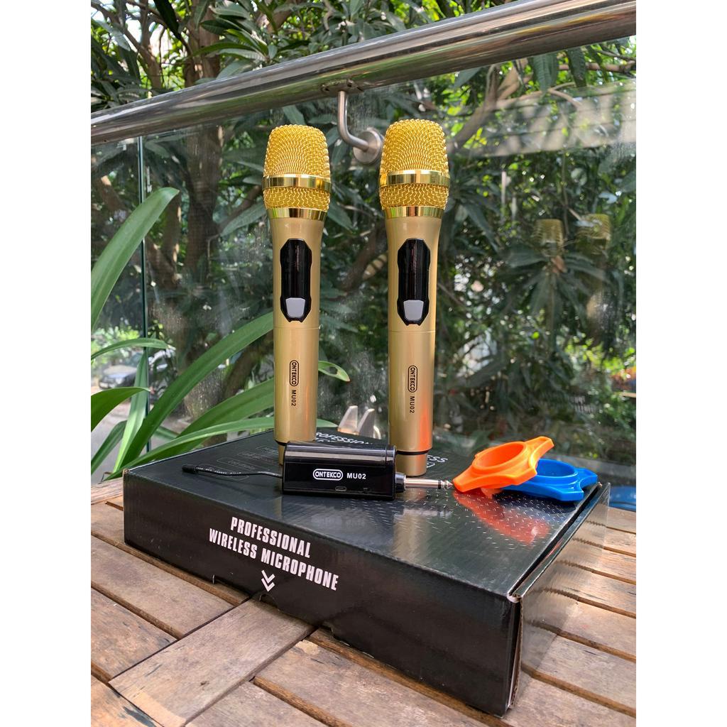 Micro Không dây Ontekco MU02 cao cấp Karaoke  âm thanh chống hú- Chuyên dụng cho loa kéo, amply hát karaoke