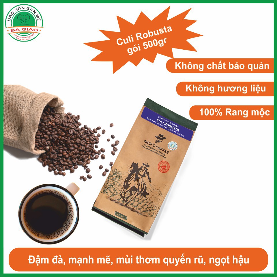 [SALE GIÁ GÔC] Cà Phê BỘT Men's Coffee - Dòng CULI ROBUSTA Đặc Sản Buôn Ma Thuột (gói 500gr)