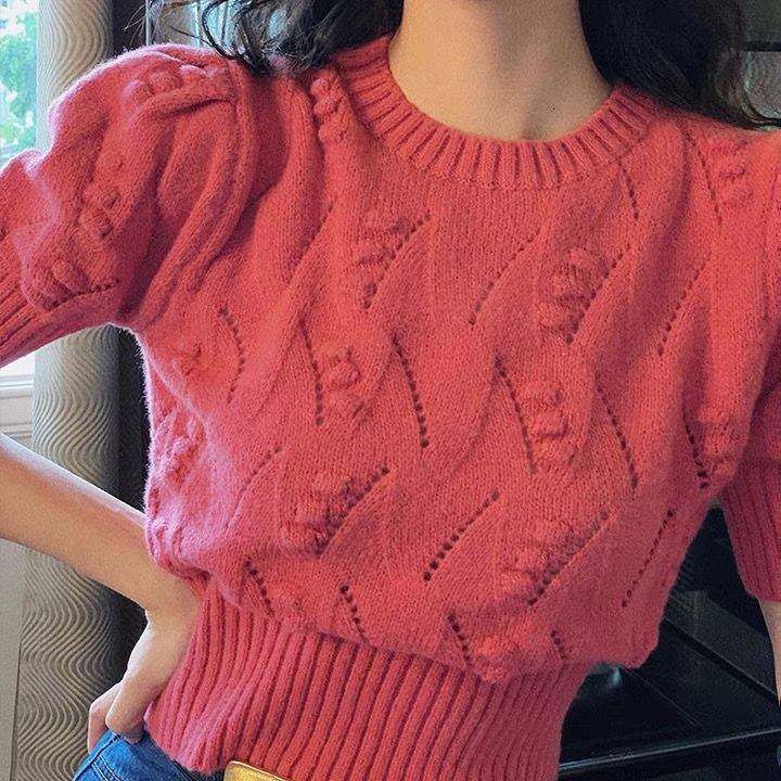 Áo sweater Dệt Kim Khoét Lỗ Thời Trang Hàn Quốc Cho Nữ