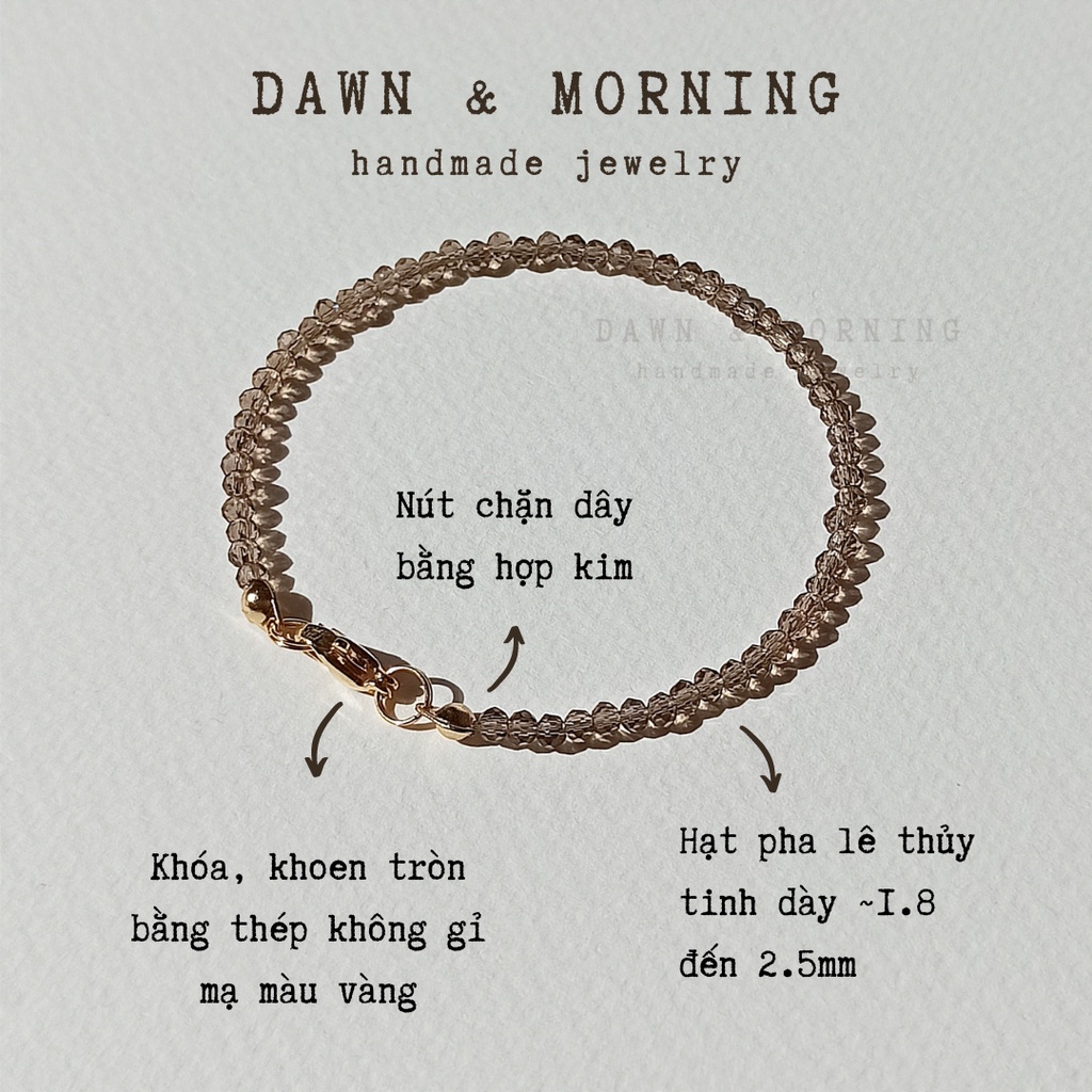 Nâu xám dày~1.8-2.5mm - Vòng tay nữ thủ công kiểu dáng cổ điển bằng hạt pha lê thủy tinh, phong cách trung tính, mạ bóng