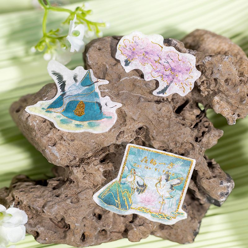 Sticker cổ trang - nhãn dán trang trí - ánh kim - Sênh Ca Lệnh - 1 pet x 40 tờ