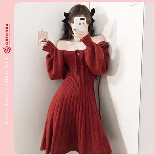 Váy len trễ vai ulzzang hàn quốc đẹp cao cấp VT20