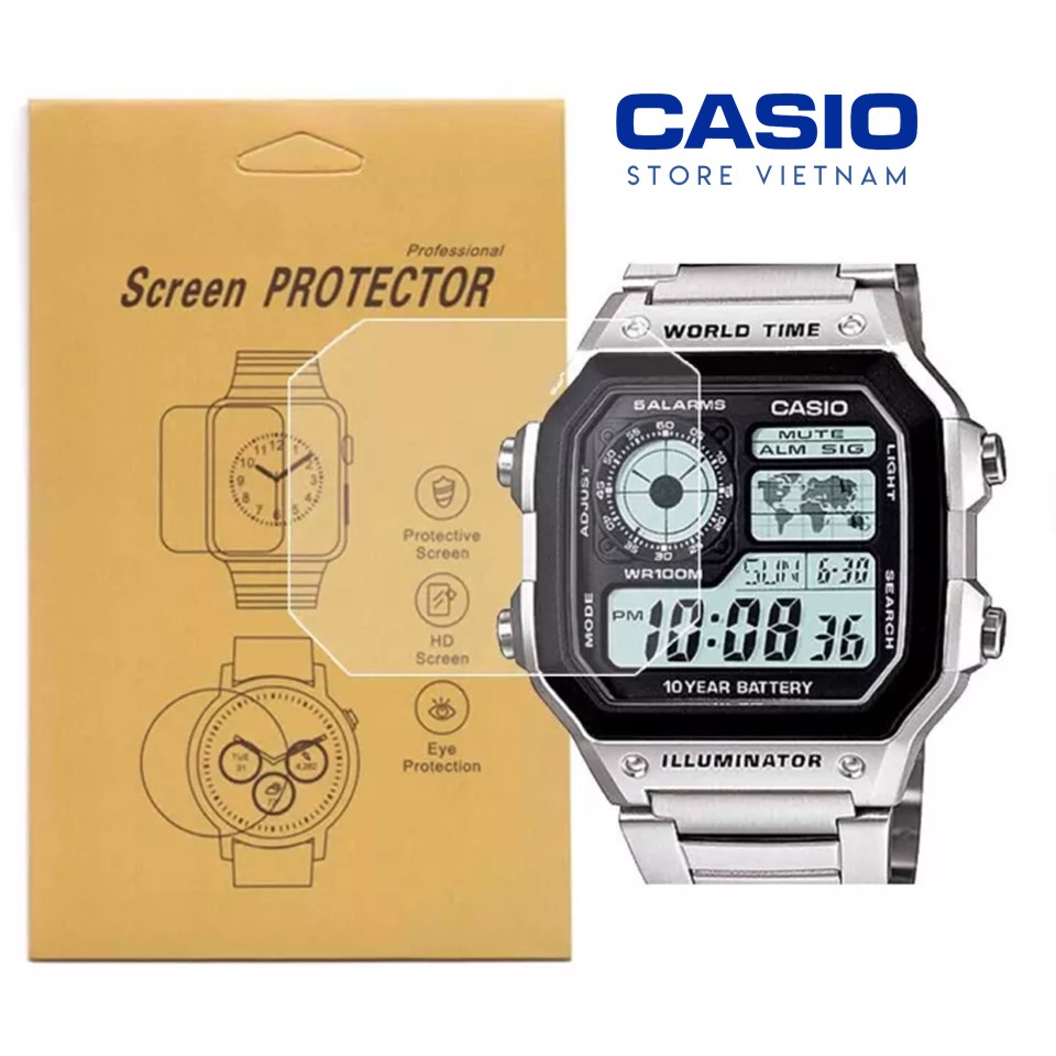 Miếng dán màn hình bảo vệ đồng hồ Casio AE-1200 A158WA LA670 LA680 B640 (nhiều loại)
