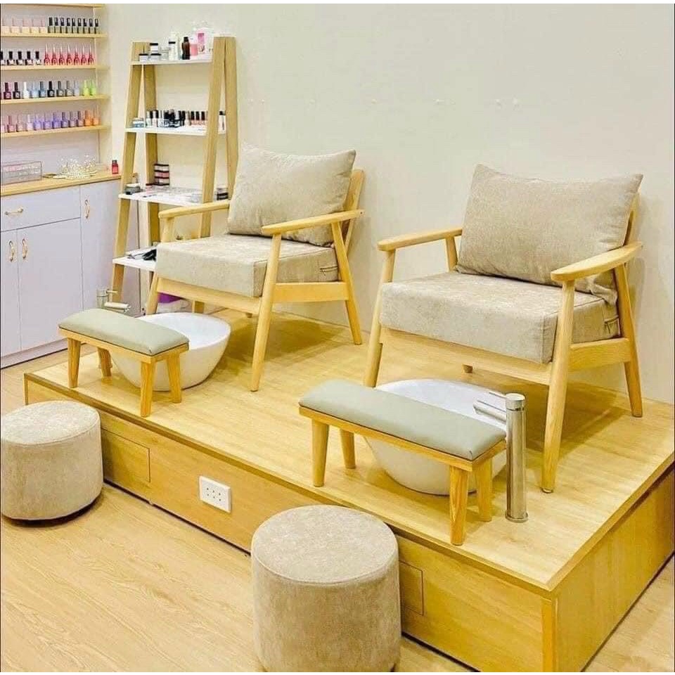 Bộ Ghế Nail Hot Trend Nhất Hiện Nay Hoàn Toàn Bằng Gỗ Thông Thiên Nhiên