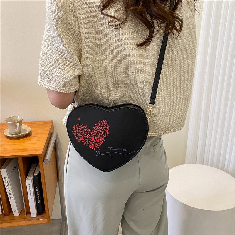 Túi Đeo JASMIN NOIR Chéo Da PU Hình Trái Tim Xinh Xắn Cho Nữ