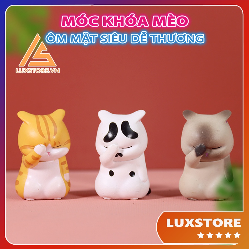 MÓC KHÓA MÈO ÔM MẶT SIÊU DỄ THƯƠNG MÓC CẶP BA LÔ TÚI XÁCH – LUXSTORE