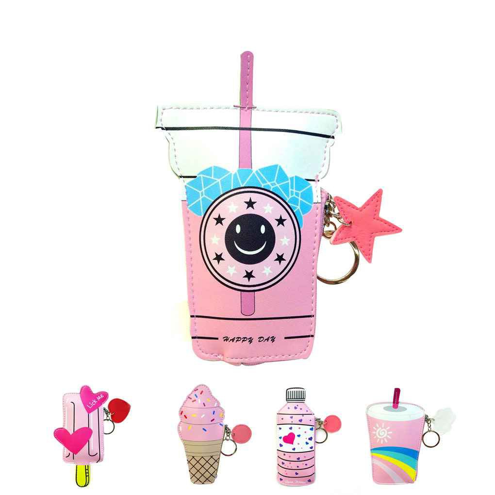 Cartoon Women Coin Purses And Handbags Cute Icecream Bottle Leather Pouch Small Bag