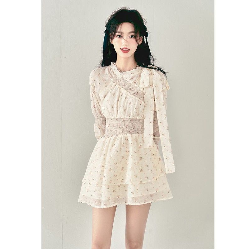 1 Đầm Hoa Tay Dài Thiết Kế Dáng Ôm Thời Trang Mùa Hè Xinh Xắn Cho Nữ