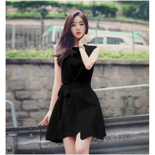 Đầm tà đắp thắt eo không tay