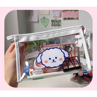 Nhiều mẫu Túi đựng bút trong suốt đa năng cỡ lớn 💝 Bóp Đựng Mỹ Phẩm Trong Suốt In Họa Tiết Dễ Thương - Hình Tam Giác
