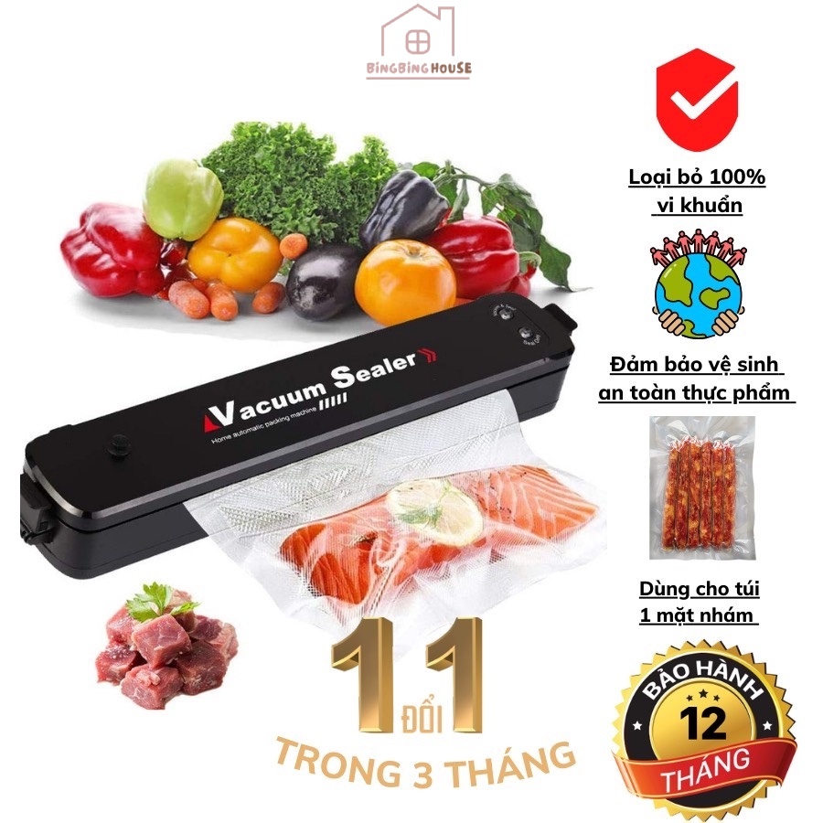 Máy hút ép chân không mini bảo quản thực phẩm kiêm tự hàn dán miệng túi mini Vacuum Sealer mini cao cấp BINGBINGHOUSE