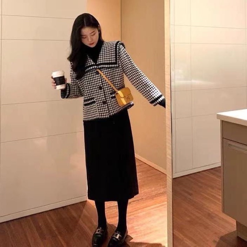 Áo Khoác Nữ Caro Mùa Thu Đông Phong Cách Nữ Sinh Hàn Quốc