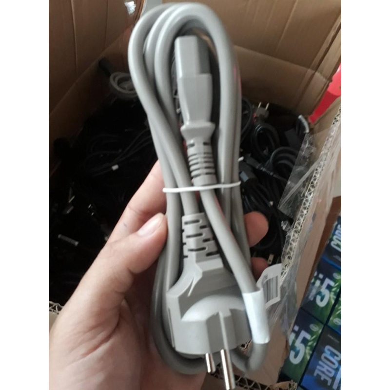 Dây nguồn máy tính pc , dây nồi cơm điện 2 chấu  màu xám dài 1,5M hàng chuẩn chất lượng Hana668