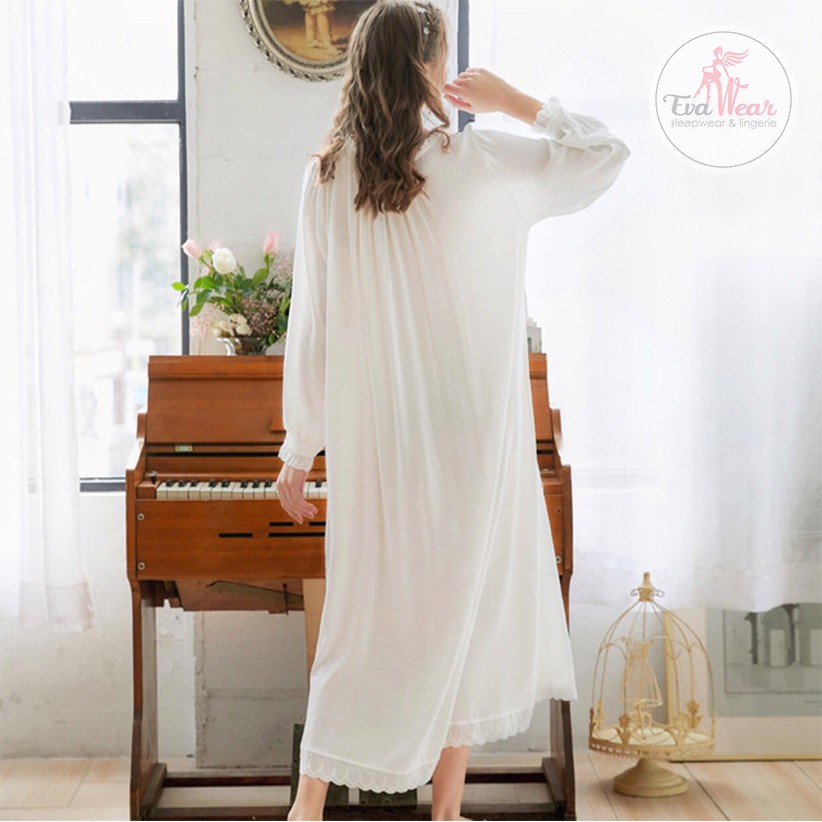Đầm ngủ dài tay [chất cotton cao cấp] phong cách vintage cực xinh