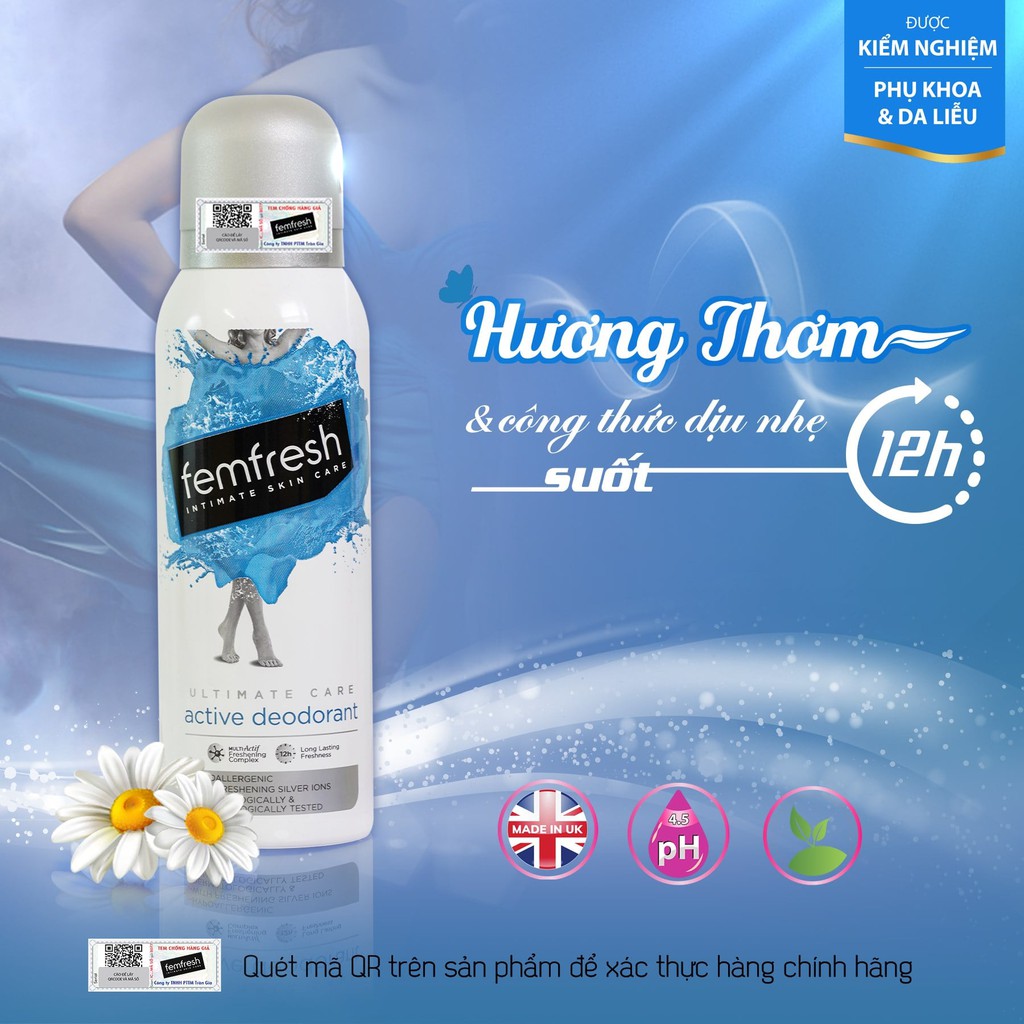 Xịt thơm mát vùng kín cao cấp Femfresh Anh Quốc 125ml