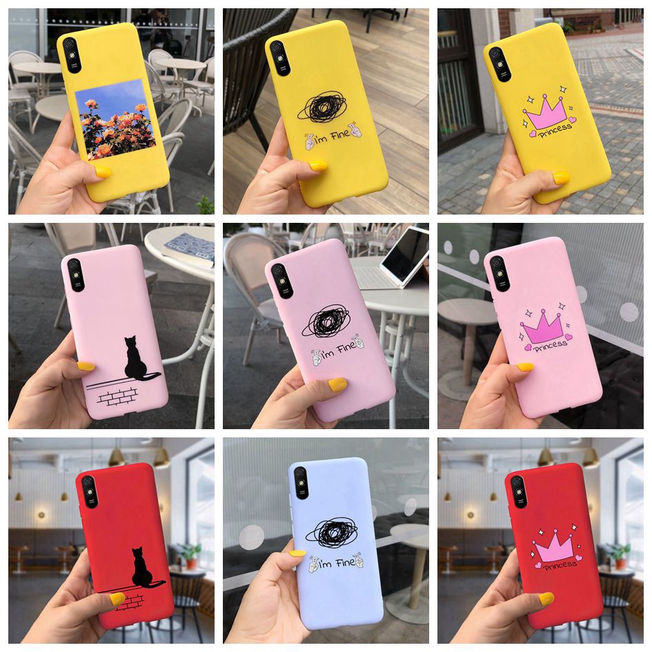 Case Xiaomi Redmi 9A Cover Cute Cartoon Cat Funny Letter Silicone Casing Xiomi Redmi 9A Global Redmi9A 9 A Phone Cases