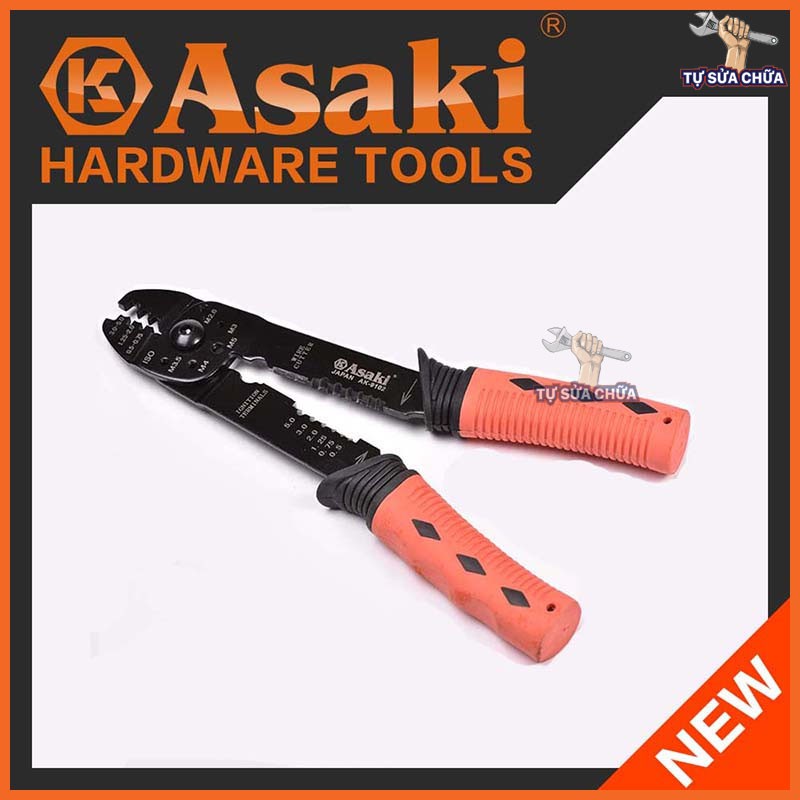 Kềm tuốt và bấm dây, cắt dây điện đa năng Asaki AK-9102 225mm, hàng chuẩn chính hãng