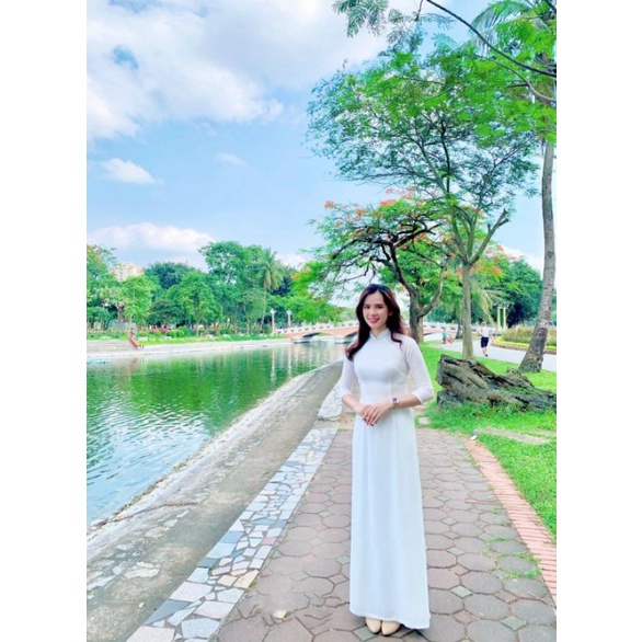 Áo dài trắng nữ sinh 4 tà chiffon HÀNG MỚI VỀ