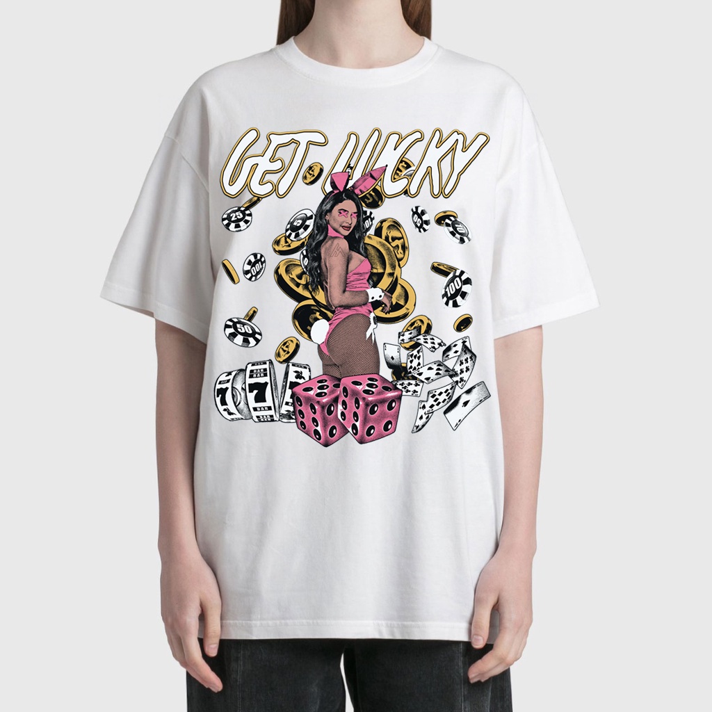 Blackwork | Áo Thun Vintage Get Ukky Lỡ Unisex - Đen/Trắng Cổ Tròn