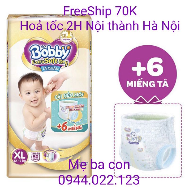 Tã quần/Tã dán Bobby Extra Soft S70/S74, M64,L56/L58,XL50/XL52,XXL46 mới