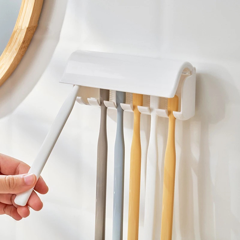 Giá Đỡ Bàn Chải Đánh Răng Dán Tường Không Cần Khoan Chống Bụi Bằng ABS Tiện Dụng