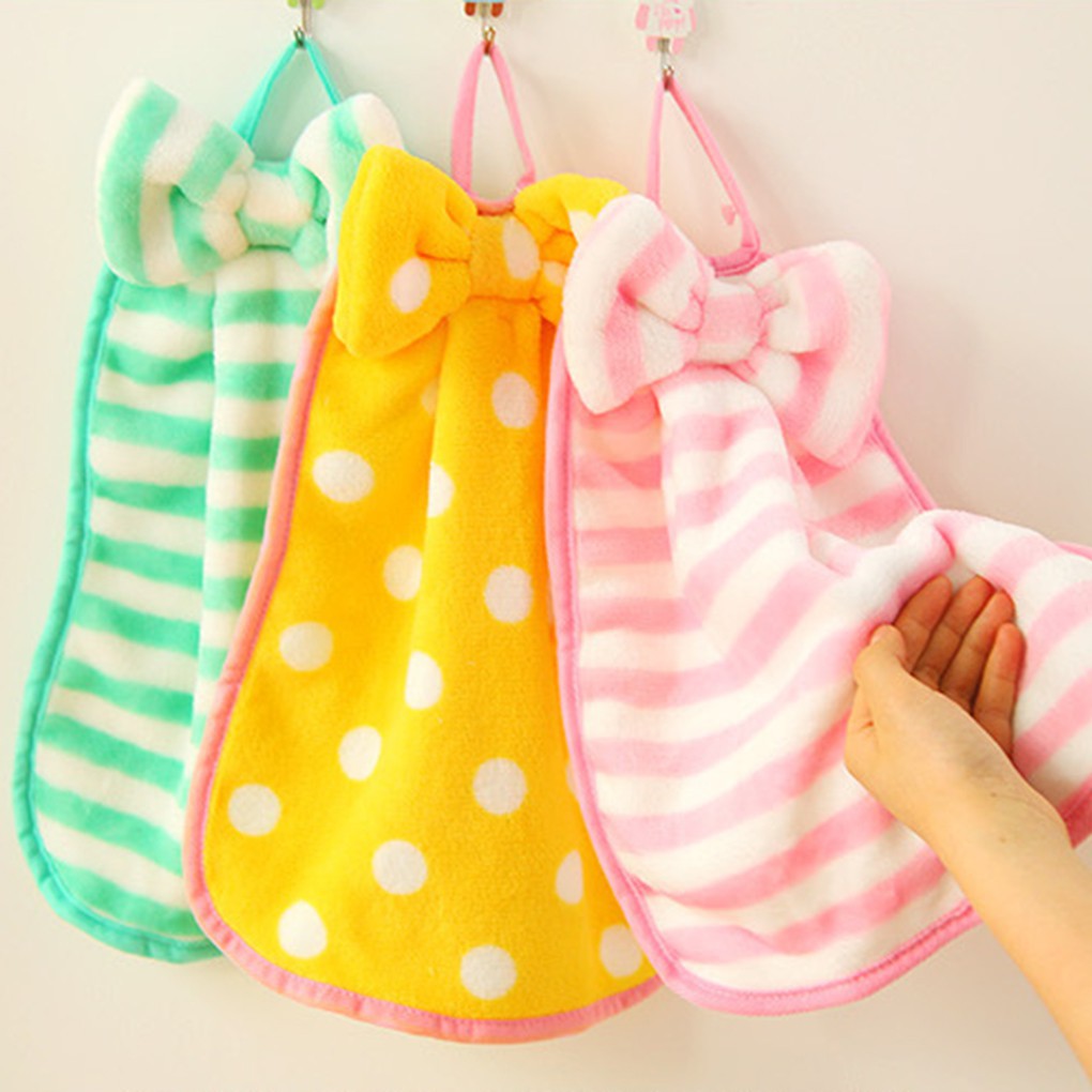 Multi-striped Bow Towel Absorbent Coral Velvet Cloth Towel