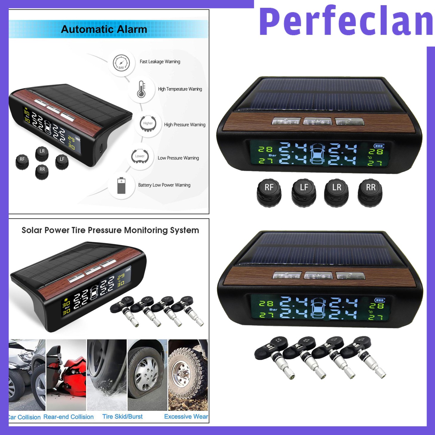 Hệ Thống Giám Sát Áp Suất Bánh Xe Năng Lượng Mặt Trời 4x Tpms