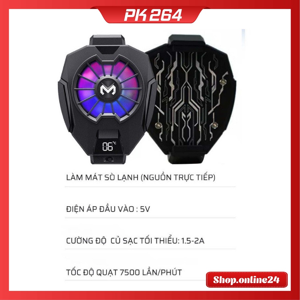 Quạt tản nhiệt điện thoại sò lạnh MEMO DL05/FL05/G6 chơi PUBG FF ROS Siêu lạnh, hiển thị nhiệt độ, LED RGB, Kẹp 2 chiều