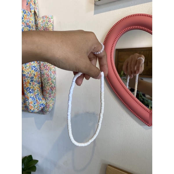 [091] Vòng cổ nữ bánh xe trơn trắng nhựa dẻo 6mm kích thước dây size 37cm