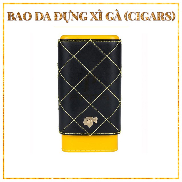 Bao Da Bảo Quản, Giữ Ẩm Cohiba 1004 Cầm Tay Loại 3 Dieu Hai Màu Vàng, Đen Sang Trọng Cao Cấp