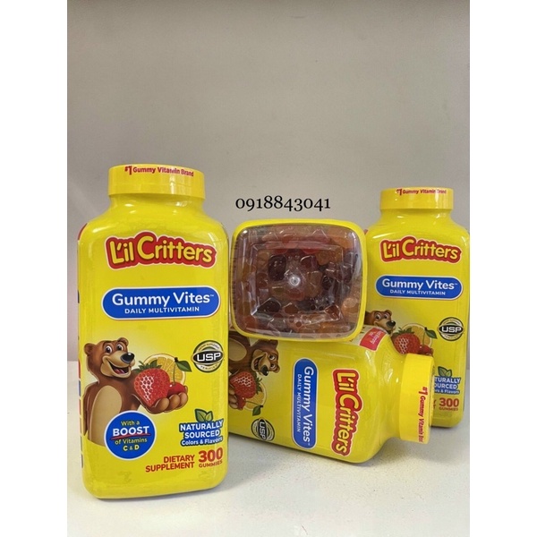 Kẹo dẻo gấu cho bé L’il Critters Gummy Vites của Mỹ 300 viên