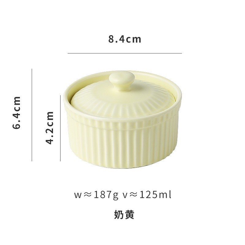 Khuôn sứ Ramekin có nắp làm bánh, pudding, sữa chua ăn dặm cho bé - Ăn dặm LINKLINK STORE