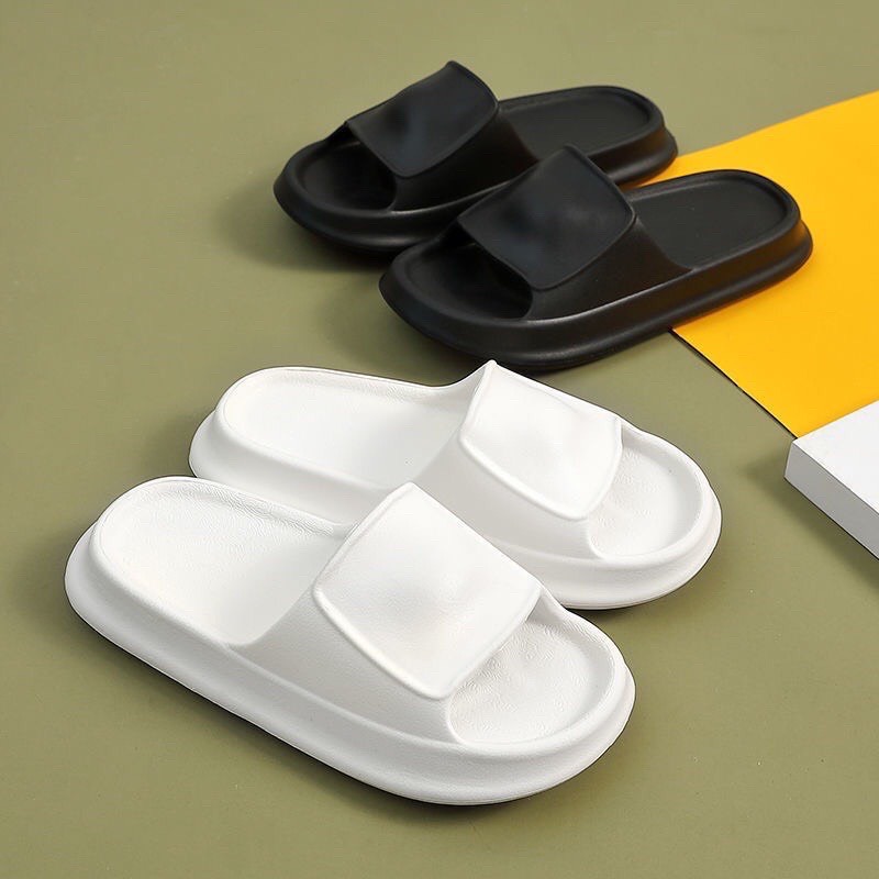 Dép bánh mì nữ LEAP đế cao gân nổi và dép trám ô họa tiết